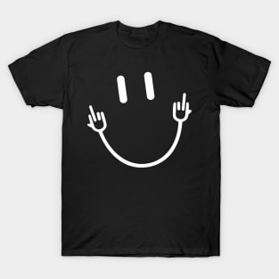 Smile Face Middle Finger Funny Sarcasm Meme Quote T-Shirt